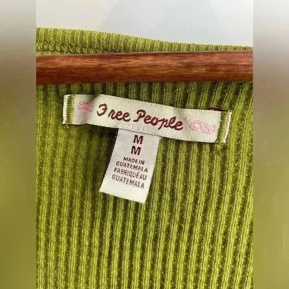 NWT Free People Oversized Santa Clara Thermal Top. Ferngully (Green) Medium $78 - Picture 3 of 4